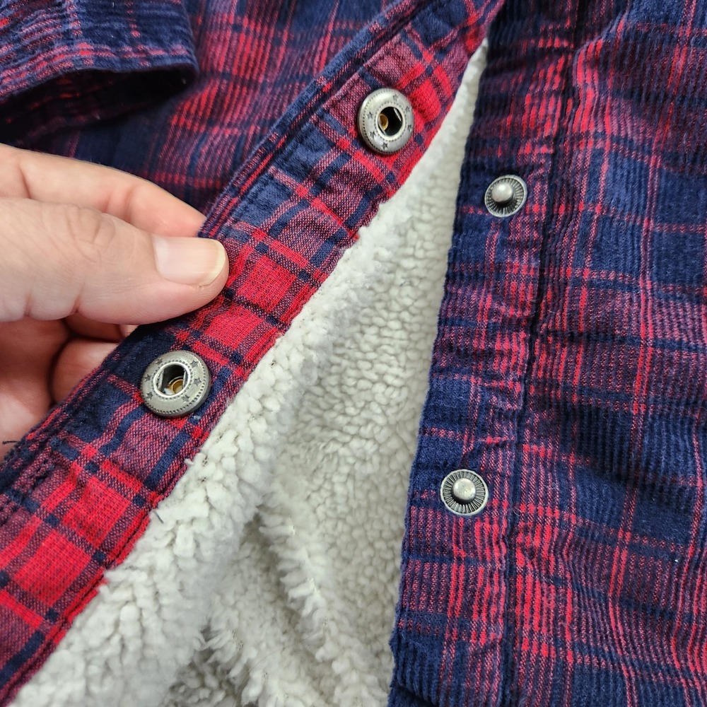 Soho Threads sherpa fleece lined plaid hooded Womens Jacket  Red Blue Large - Picture 6 of 10